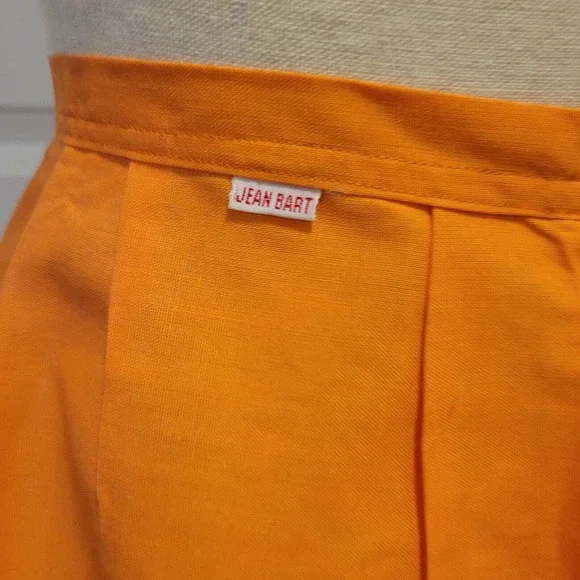 Vintage Jean Bart Orange Linen Floral Cottage Core MCM Embroidered Apron - Picture 6 of 6